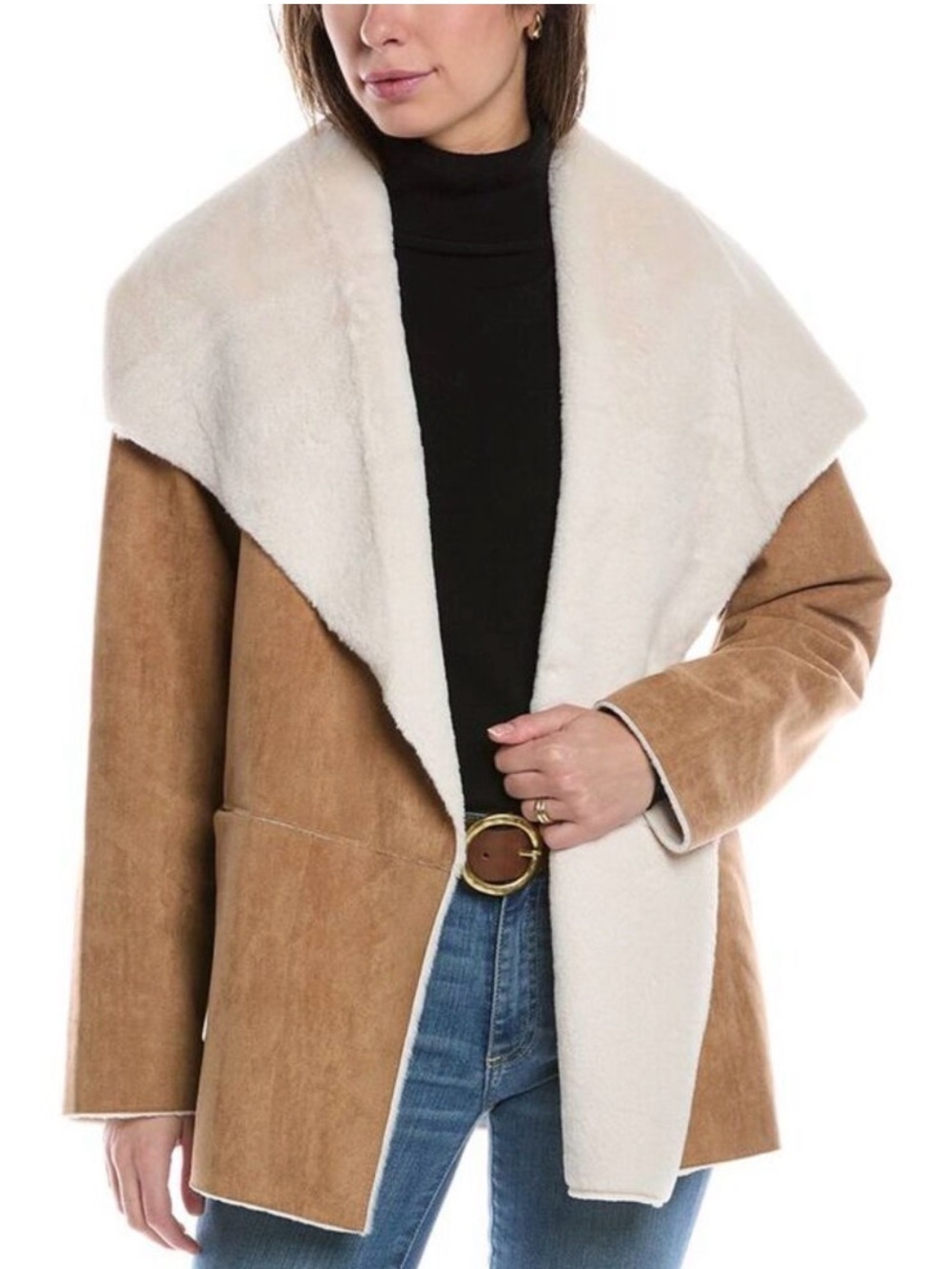Bagatelle Women’s Short Jacket faux Shearling-Trim  faux Suede Coat